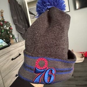 Philadelphia 76ers new era knit beanie with pom
